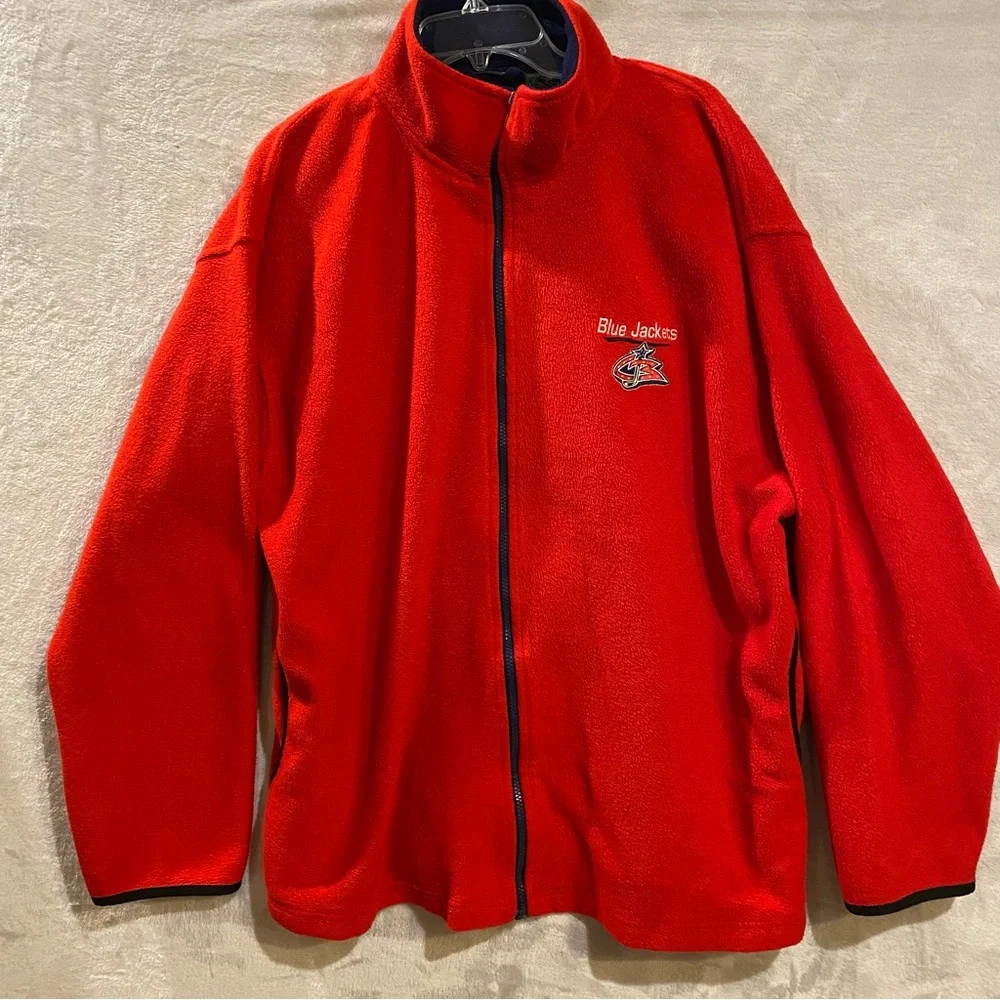 Columbus Blue Jackets Jacket Men’s 2XL Red Full Zip Fleece NHL Hockey Stitched